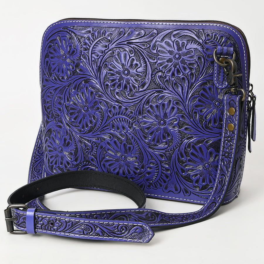 American Darling Hand Tooled Floral Leather Crossbody Bag Western Purse - Uhorse