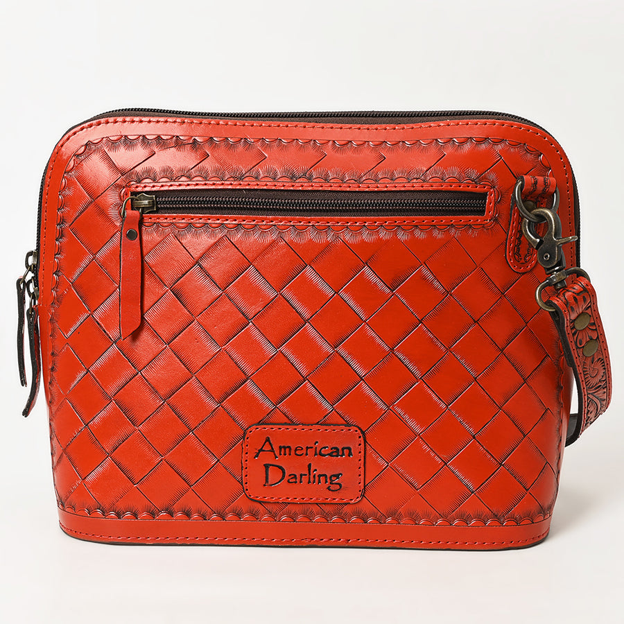 American Darling Western Crossbody Bag for Women Hand Tooled Floral Leather Purse with Adjustable Strap