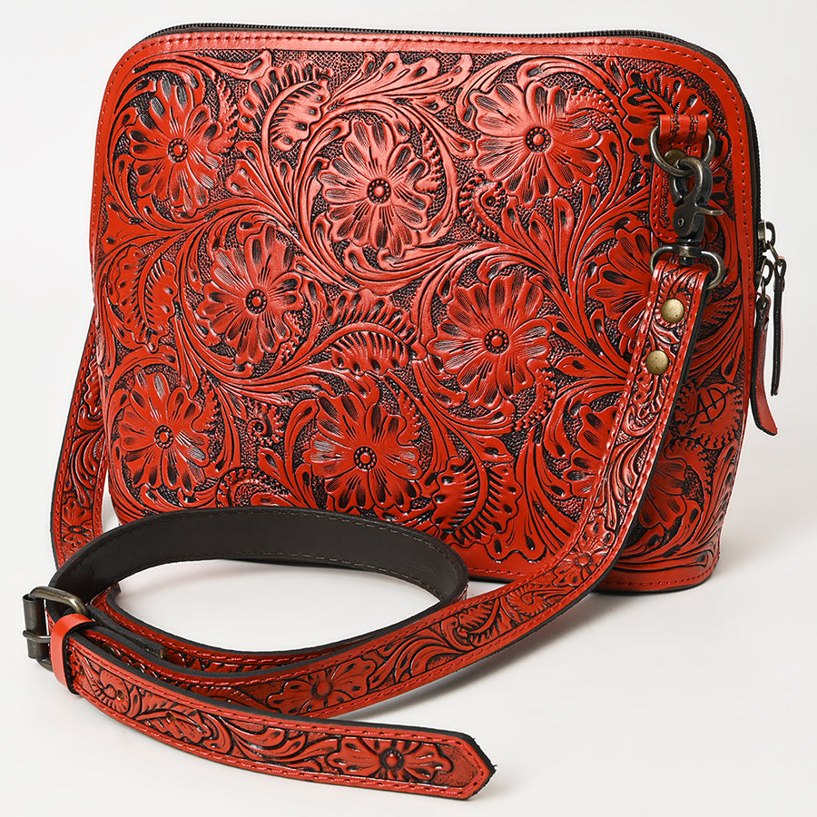 American Darling Hand Tooled Floral Leather Crossbody Bag Western Purse - Uhorse