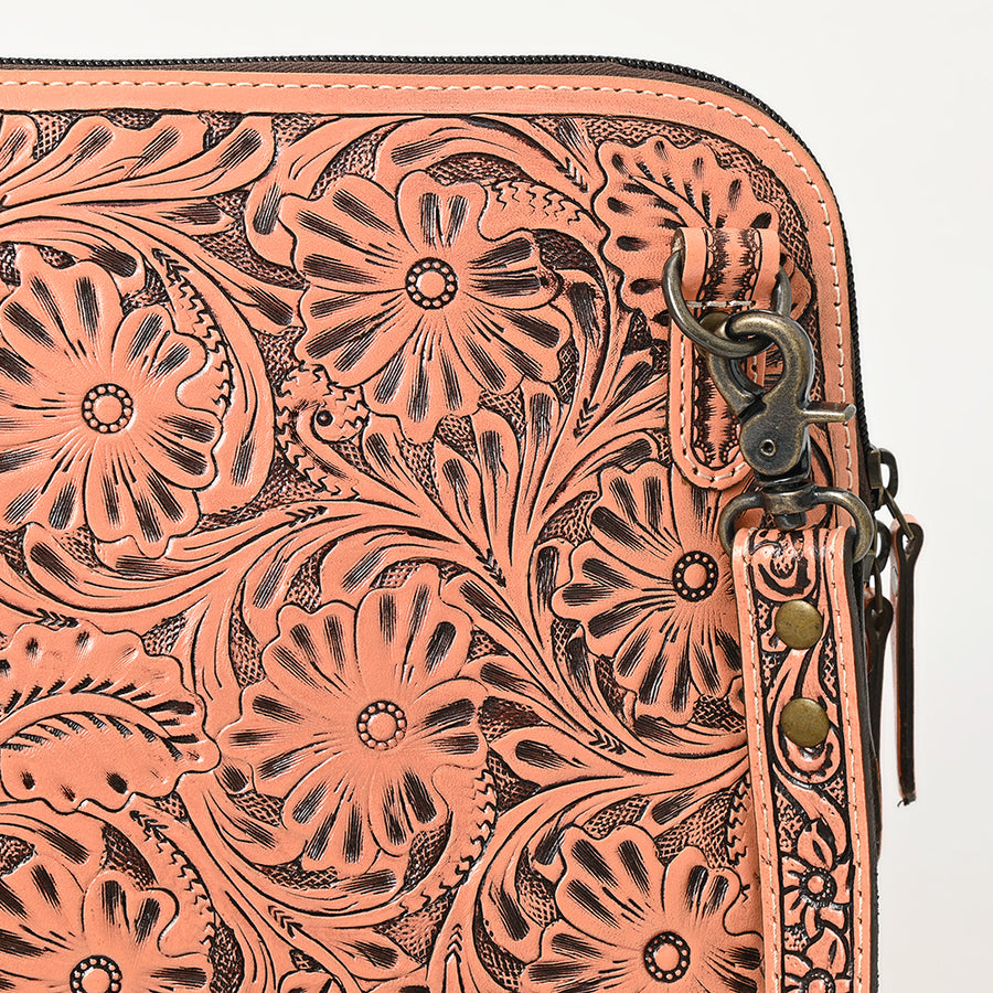 American Darling Western Crossbody Bag for Women Hand Tooled Floral Leather Purse with Adjustable Strap