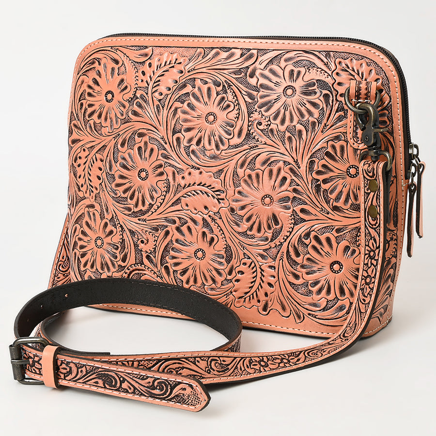 American Darling Hand Tooled Floral Leather Crossbody Bag Western Purse - Uhorse