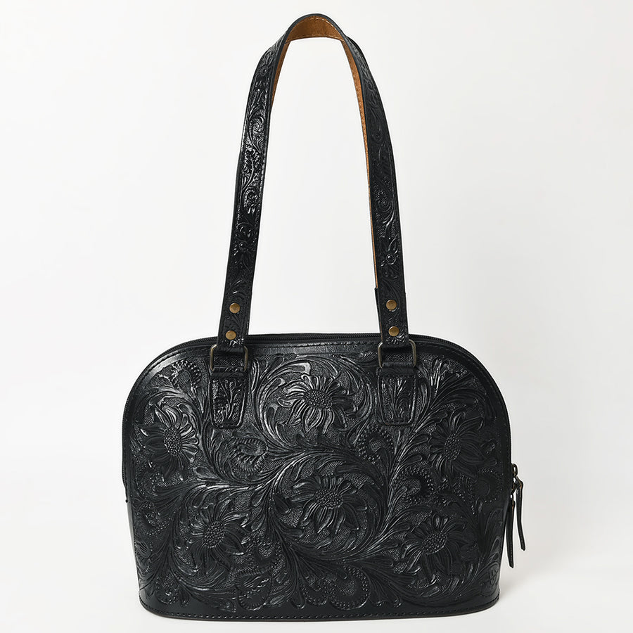 American Darling Western Leather Tote Bag Hand Tooled Floral Carved Purse with Quilted Back & Tooled Straps for Women