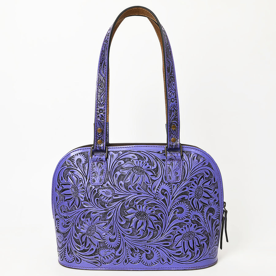 American Darling Western Leather Tote Bag Hand Tooled Floral Carved Purse with Quilted Back & Tooled Straps for Women