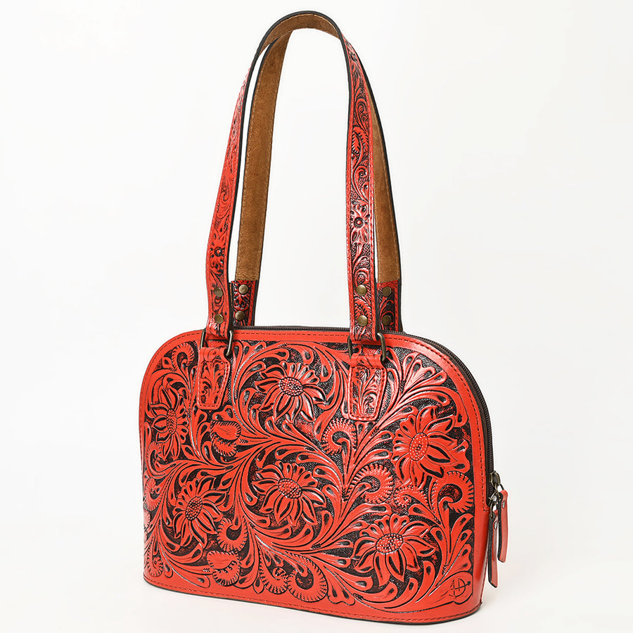 American Darling Hand Tooled Floral Leather Tote Bag Western Purse - Uhorse