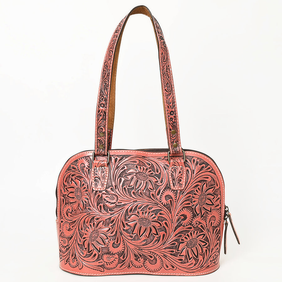 American Darling Western Leather Tote Bag Hand Tooled Floral Carved Purse with Quilted Back & Tooled Straps for Women