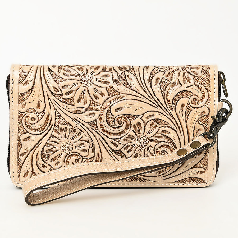 American Darling Clutch Hand Tooled Genuine Leather Western Women Bag Handbag Purse Tan | Purses for Cute