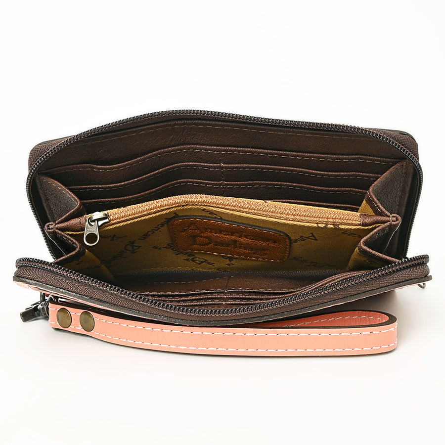 American Darling Clutch Hand Tooled Genuine Leather Western Women Bag Handbag Purse Tan | Purses for Cute