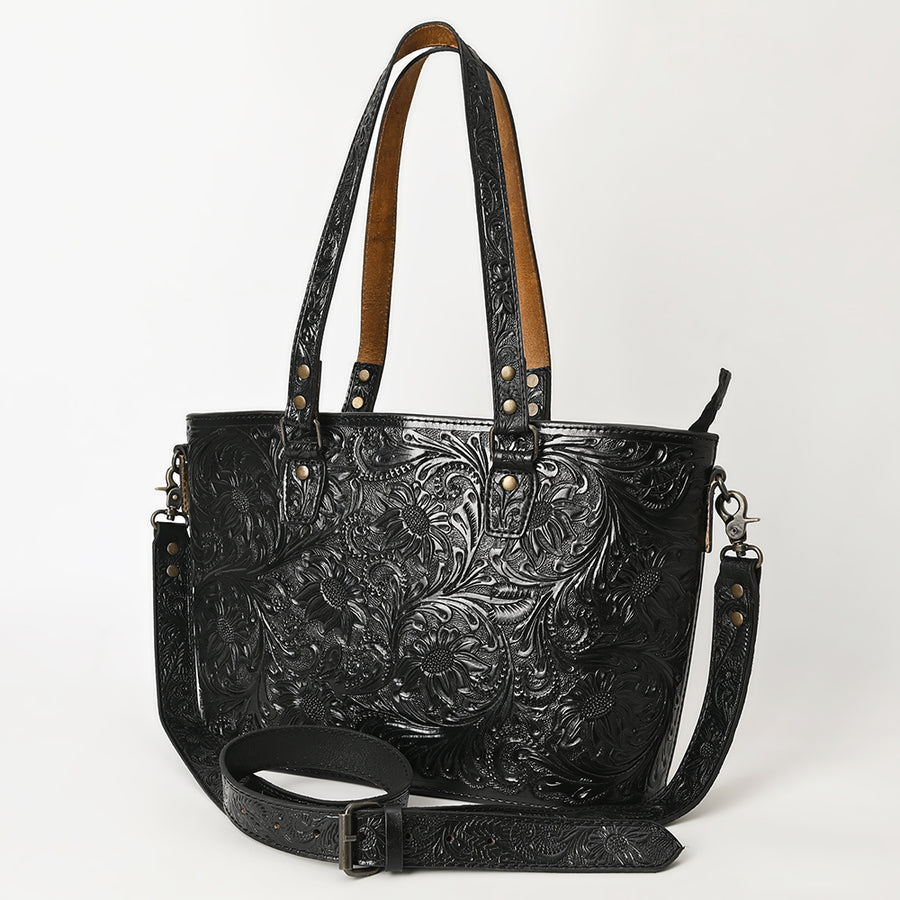 American Darling Hand Tooled Leather Tote | Western Floral Carved Purse - Uhorse