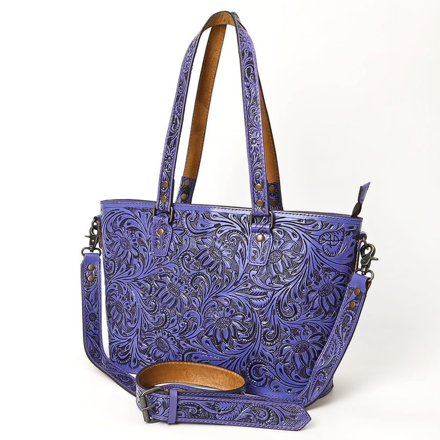 American Darling Hand Tooled Leather Tote | Western Floral Carved Purse - Uhorse