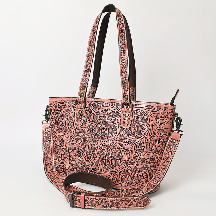 American Darling Hand Tooled Leather Tote | Western Floral Carved Purse - Uhorse