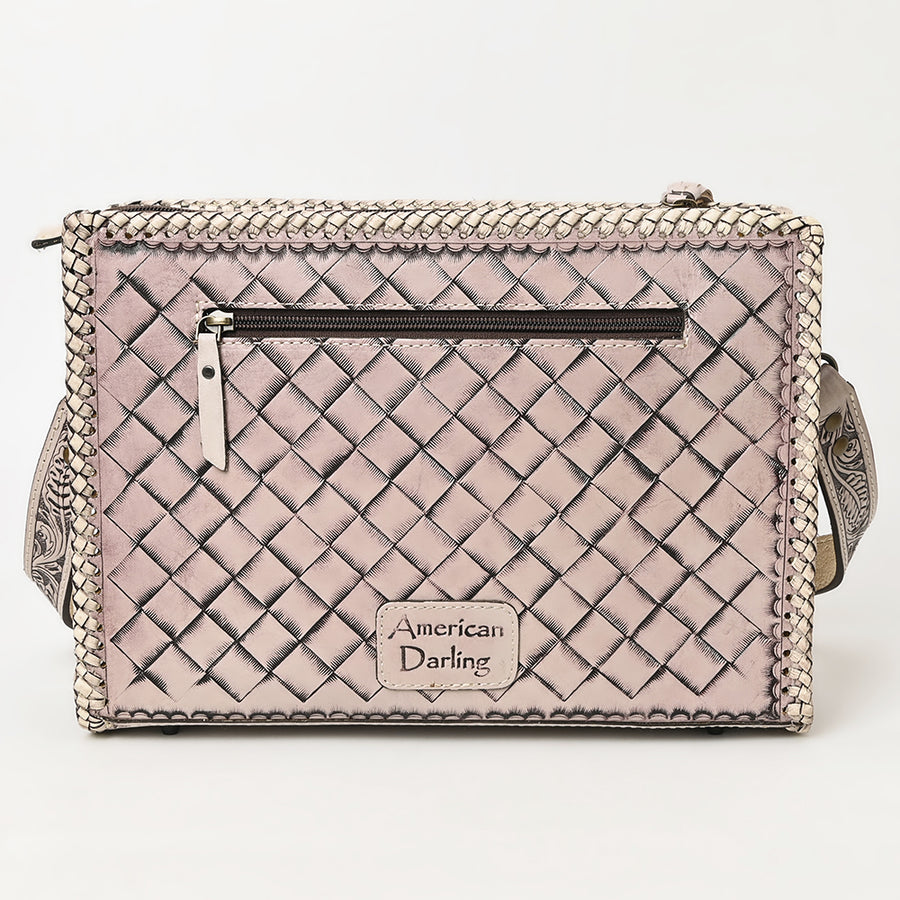 American Darling Western Hand-Tooled Leather Crossbody Bag – Genuine Floral Carved Women’s Purse with Strap and Fringe Detail