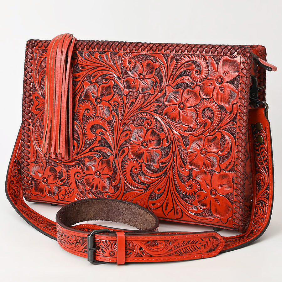 American Darling Hand-Tooled Western Leather Crossbody Bag - Genuine Floral Carved Artisan Purse - Uhorse