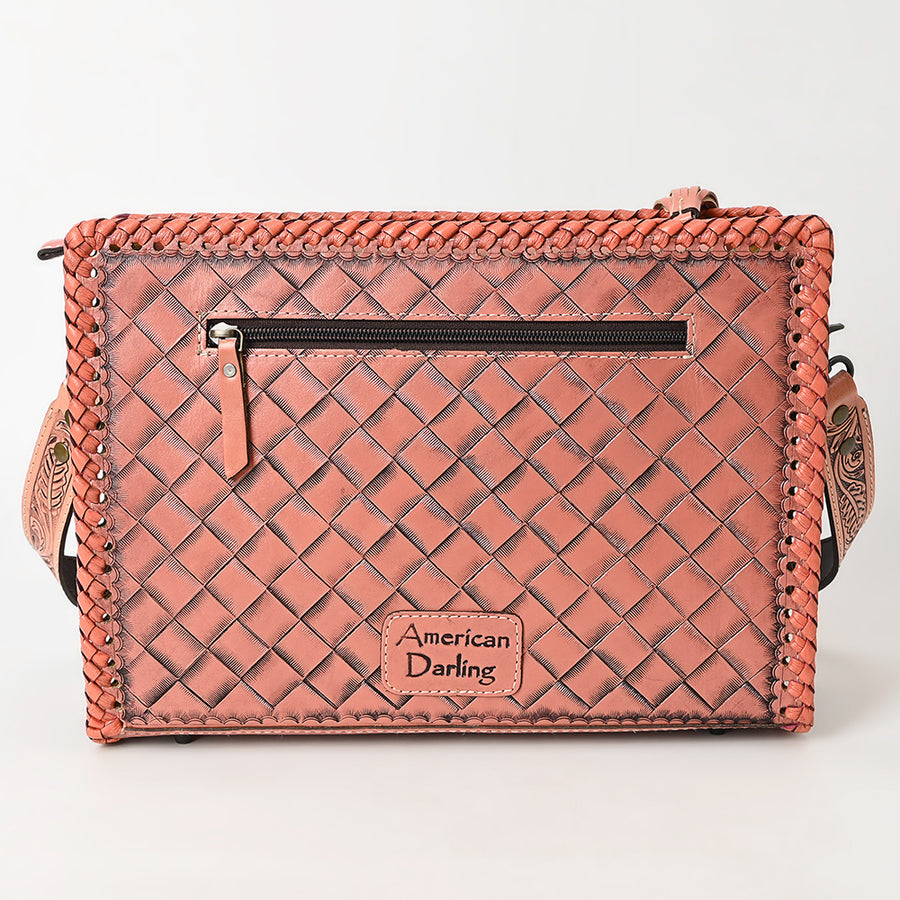 American Darling Western Hand-Tooled Leather Crossbody Bag – Genuine Floral Carved Women’s Purse with Strap and Fringe Detail