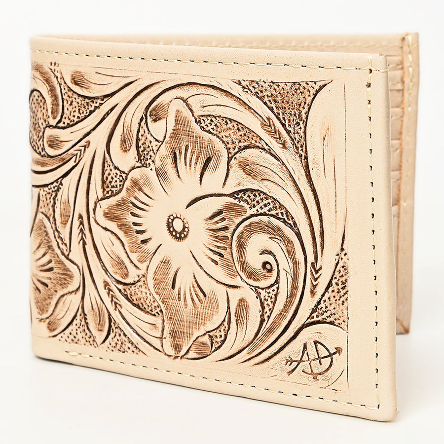 American Darling Hand Tooled Leather Bifold Wallet | Floral Carved Purse - Uhorse
