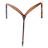 Bar H Equine Leather Horse Headstall Breast Collar & One Ear Headstall Tan