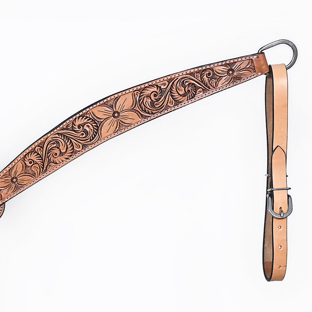 Bar H Equine Western Horse Genuine Leather Floral Carved Tack Set Tan