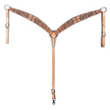 Bar H Equine Western Horse Genuine Leather Floral Carved Tack Set Tan