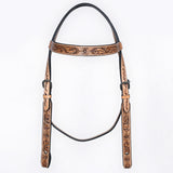 Bar H Equine Western Horse Genuine Leather Floral Carved Tack Set Tan
