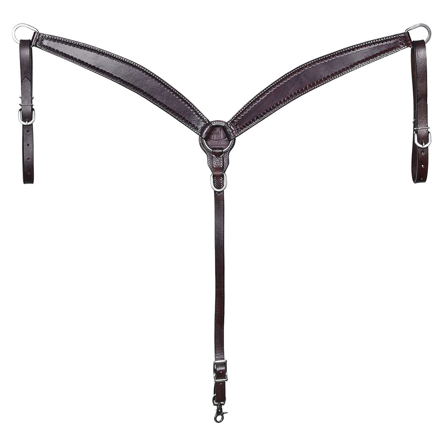 Bar H Equine Western Genuine Leather Horse Breast Collar Dark Brown - Uhorse