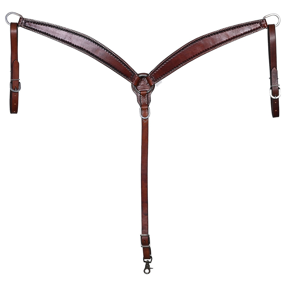 Bar H Equine Western Leather Headstall & Breast Collar Dark Brown