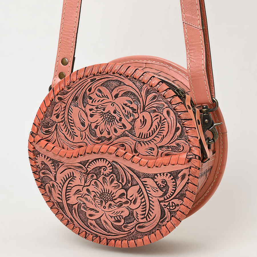 American Darling Western Leather Canteen Bag with Hand-Tooled Floral Detailing | Genuine Leather Crossbody - Uhorse