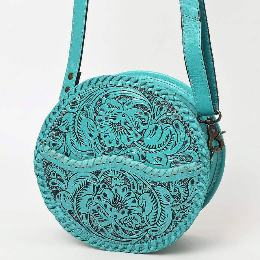 American Darling Western Leather Canteen Bag with Hand-Tooled Floral Detailing | Genuine Leather Crossbody - Uhorse