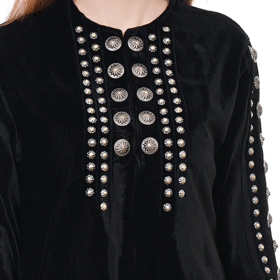 American Darling 100% Cotton Denim Women's Shirt Jacket Dress Ladies Girl Top Black|