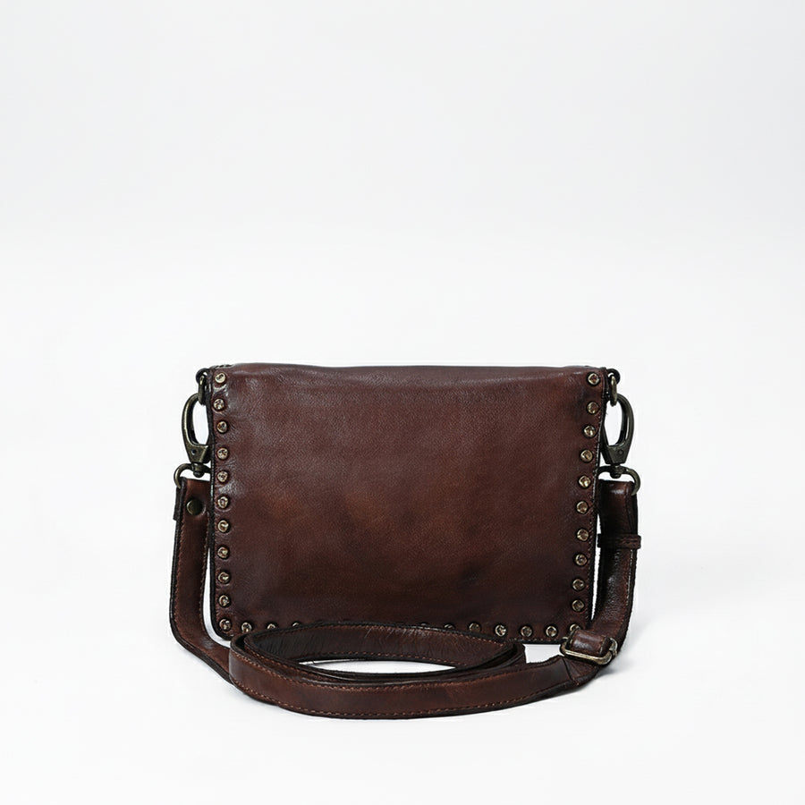 Spaghetti Western Swc193Brn Organiser Vintage Handmade Drum Dyed Genuine European Cowhide Leather Women Bag Western Handbag Purse