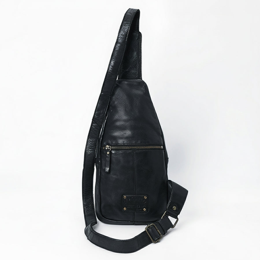 Spaghetti Western Swc202Blk Sling Vintage Handmade Drum Dyed Genuine European Cowhide Leather Women Bag Western Handbag Purse