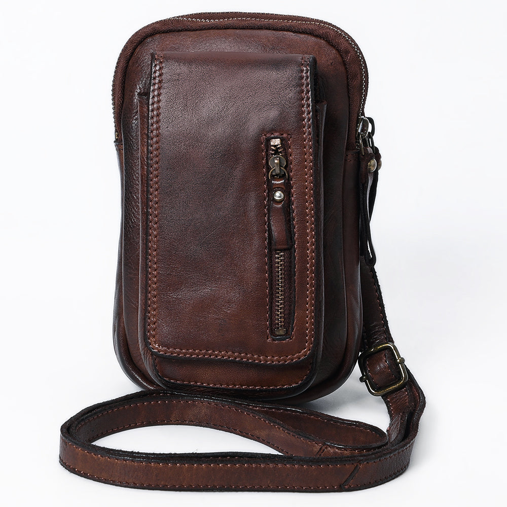 Spaghetti Western Swc210Cg Sling Vintage Handmade Drum Dyed Genuine European Cowhide Leather Women Bag Western Handbag Purse