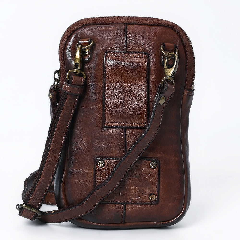 Spaghetti Western Swc210Cg Sling Vintage Handmade Drum Dyed Genuine European Cowhide Leather Women Bag Western Handbag Purse