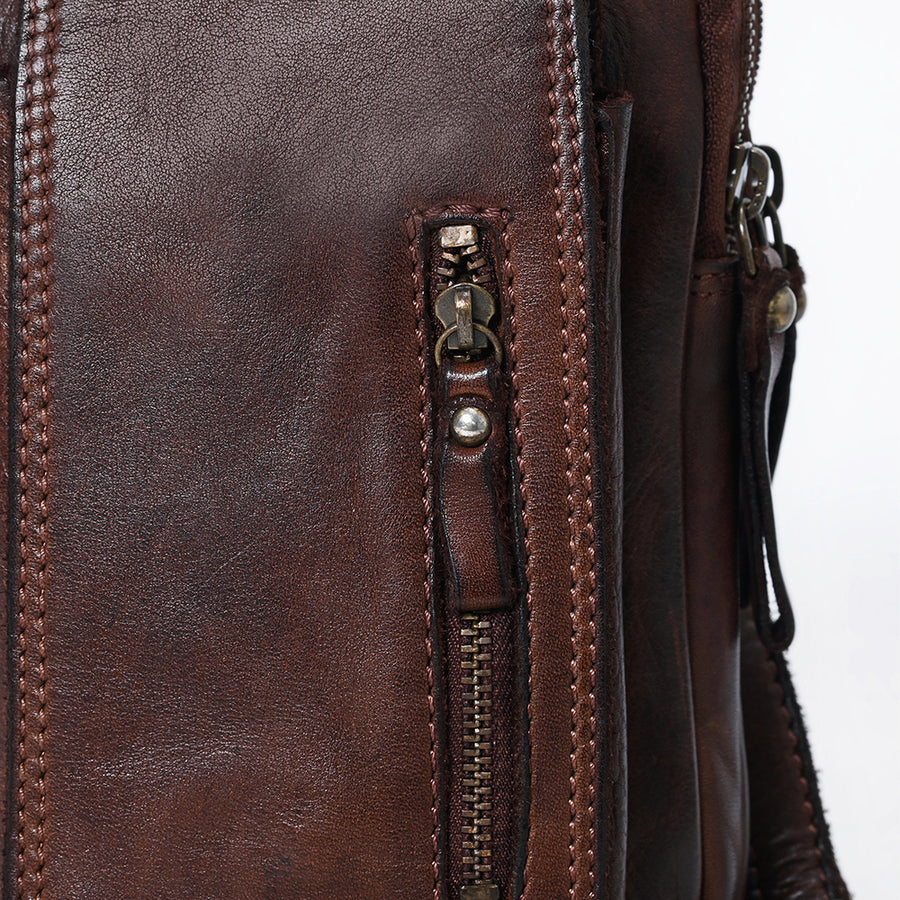 Spaghetti Western Swc210Cg Sling Vintage Handmade Drum Dyed Genuine European Cowhide Leather Women Bag Western Handbag Purse