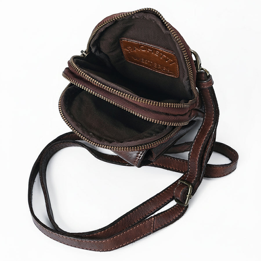 Spaghetti Western Swc210Cg Sling Vintage Handmade Drum Dyed Genuine European Cowhide Leather Women Bag Western Handbag Purse