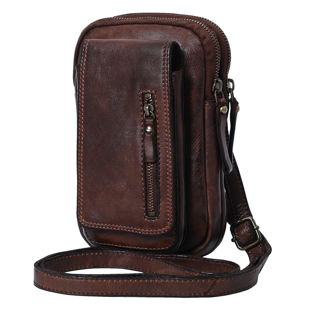 Spaghetti Western Swc210Cg Sling Vintage Handmade Drum Dyed Genuine European Cowhide Leather Women Bag Western Handbag Purse