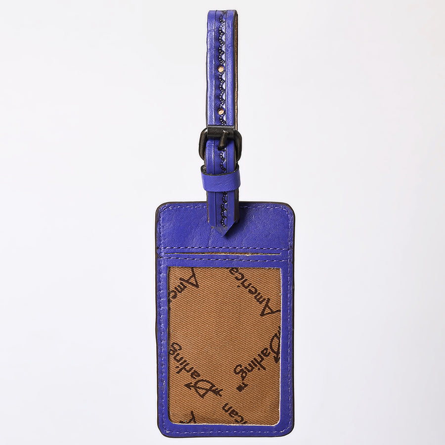 American Darling Western Leather Hand-Tooled Card Holder – Genuine Leather Travel ID Tag with Strap