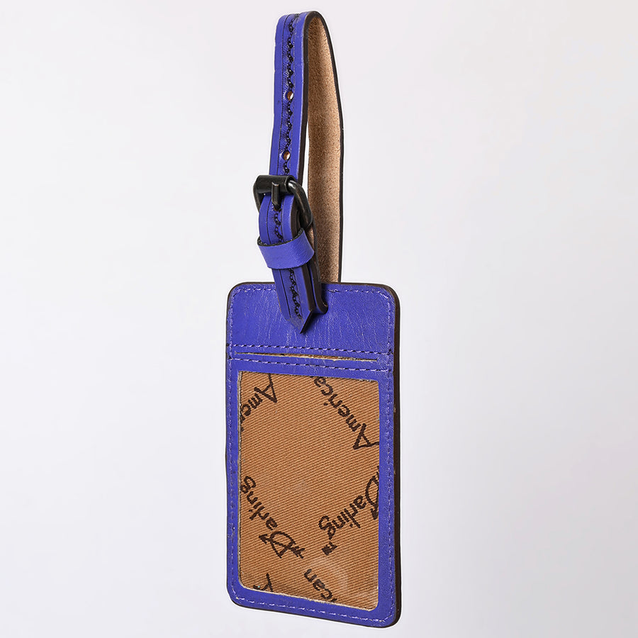 American Darling Western Leather Hand-Tooled Card Holder – Genuine Leather Travel ID Tag with Strap