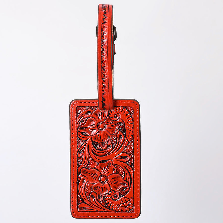 American Darling Western Leather Hand-Tooled Card Holder – Genuine Leather Travel ID Tag with Strap