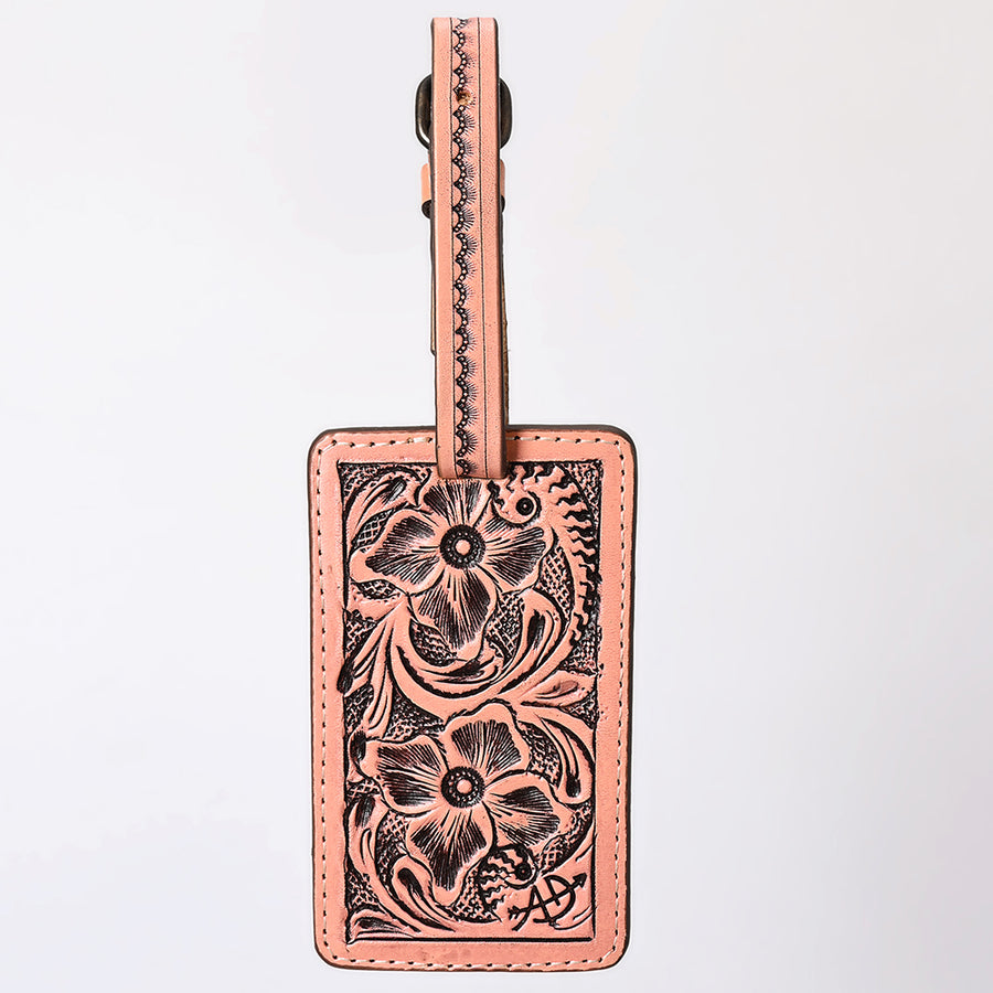 American Darling Western Leather Hand-Tooled Card Holder – Genuine Leather Travel ID Tag with Strap