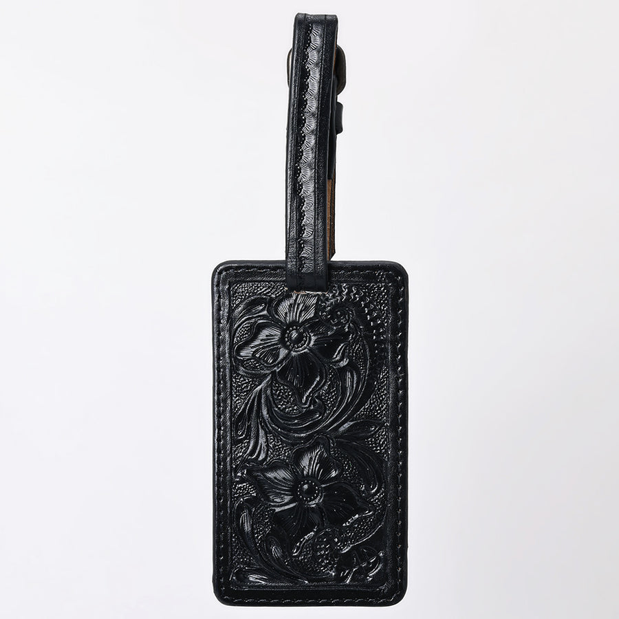 American Darling Western Leather Hand-Tooled Card Holder – Genuine Leather Travel ID Tag with Strap