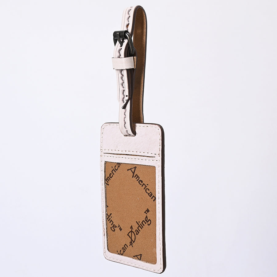 American Darling Western Leather Hand-Tooled Card Holder – Genuine Leather Travel ID Tag with Strap