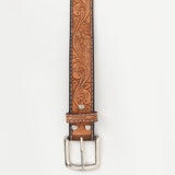 BAR H EQUINE 32 - 42 In Floral Hand Tooled Western Genuine Leather Belt Brown