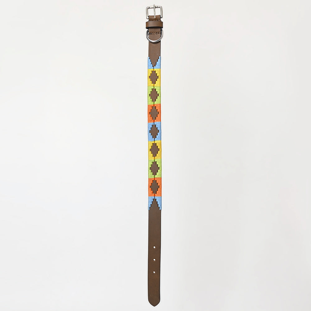 BAR H EQUINE Western Genuine Leather Dog Collar Embroidered
