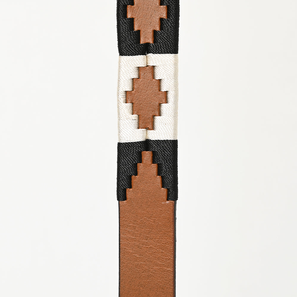 BAR H EQUINE Western Genuine Leather Dog Collar Embroidered Black & White