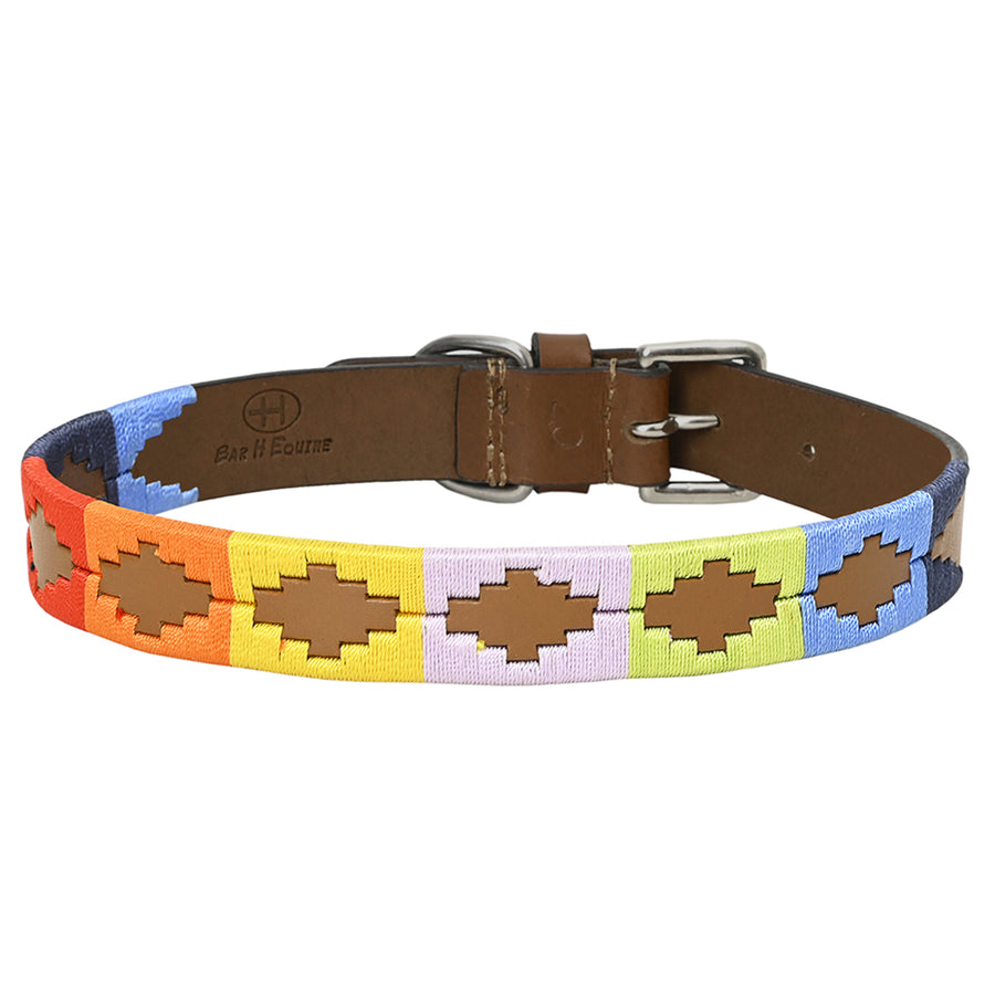 BAR H EQUINE Western Genuine Leather Dog Collar Embroidered - Bar H Equine
