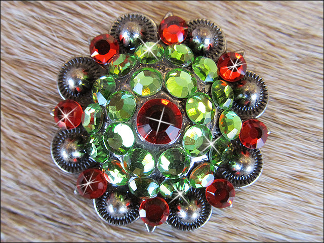 HILASON Western Screw Back Concho Green Siam Crystal Bling Headstall Tack Cowgirl | Belt Slotted Conchos