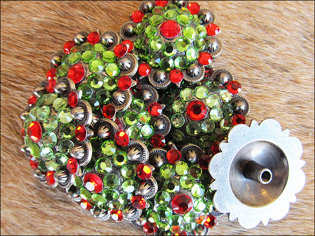 HILASON Western Screw Back Concho Green Siam Crystal Bling Headstall Tack Cowgirl | Belt Slotted Conchos