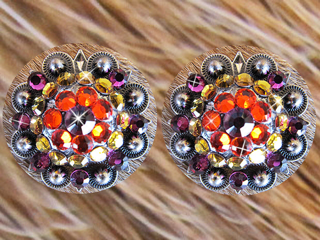 HILASON Western Screw Back Concho Fuchsia Topaz Crystal Bling Cowgirl Fuchsia, Hyacinth & Light Smoked color
