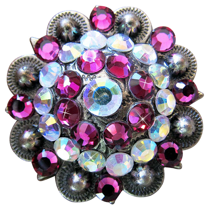 Set Of 4 Western Screw Back Concho Ab Pink Crystal Rodeo Bling Cowgirl - Uhorse