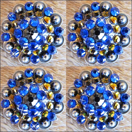 HILASON Western Screw Back Concho Sapphire Berry Crystals Headstall Tack Cowgirl | Belt Slotted Conchos