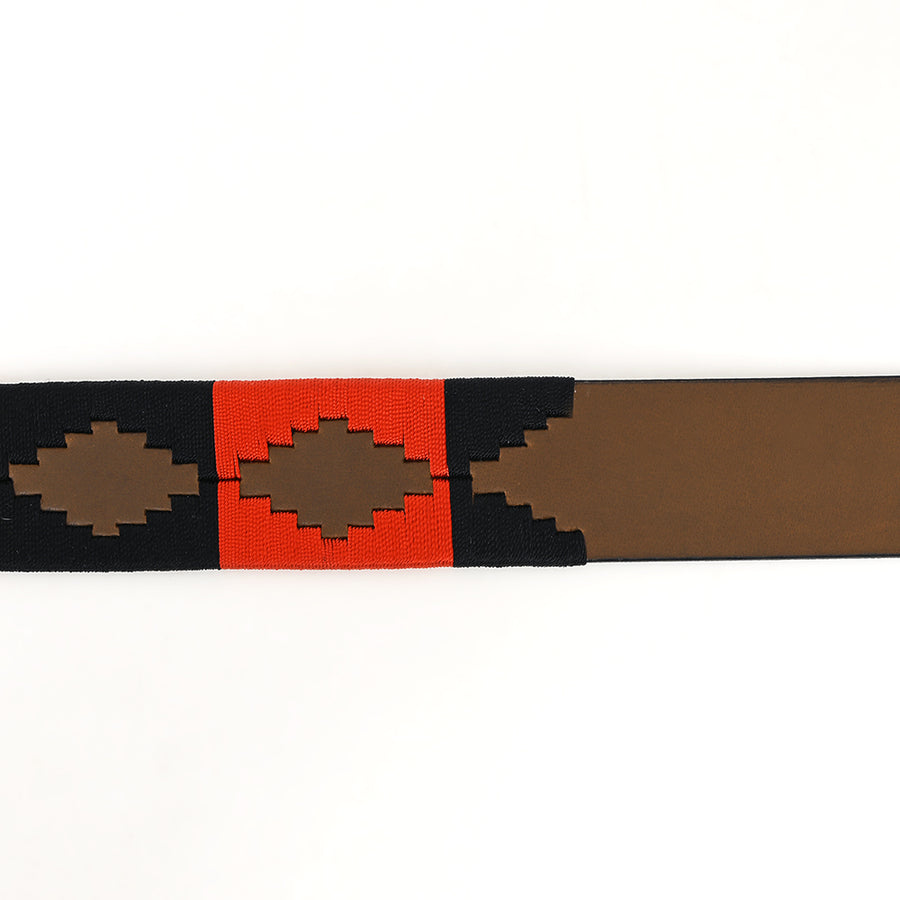 Bar H Equine Western Brown Full Grain Genuine Leather Men & Women Belt Embroidered Red Black Unisex Buckle